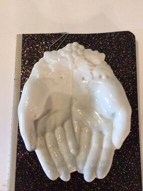 White Ironstone Open  Hands dish